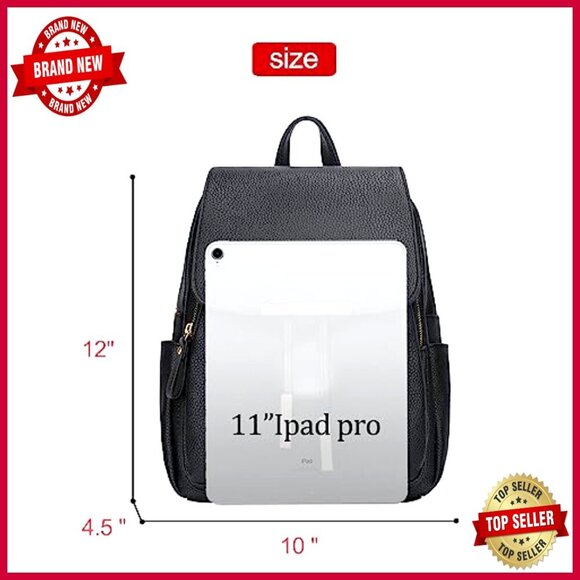 Faux Leather Backpack Purse with Adjustable Straps and 7 Pockets for Travel main image 6